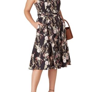 RACHEL Rachel Roy Black Floral Midi Dress Easter Spring BNWT $139 Sz 10